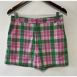 Vintage Lilly Pulitzer Plaid Shorts Women Sz 10 Green Pink Preppy Chinos 4.5”